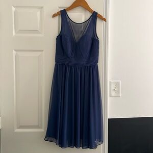 David’s Bridal navy bridesmaid dress